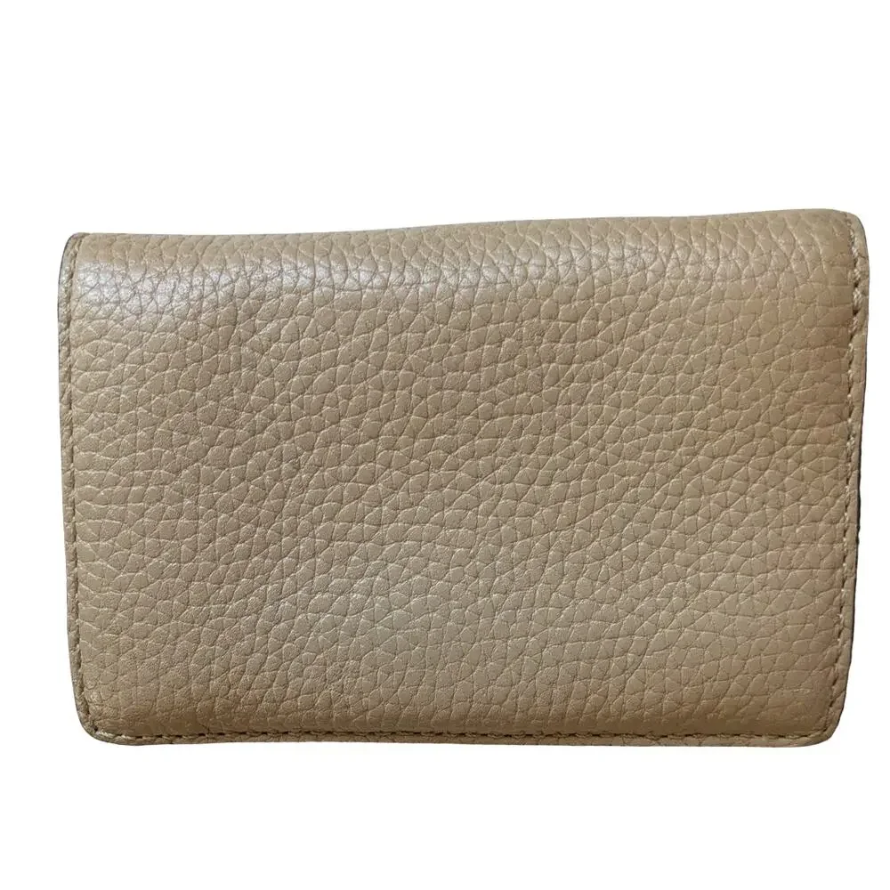 Michael Kors Fulton Leather Wallet Tan Beige Bifold Fulton Logo Organizer NEW
